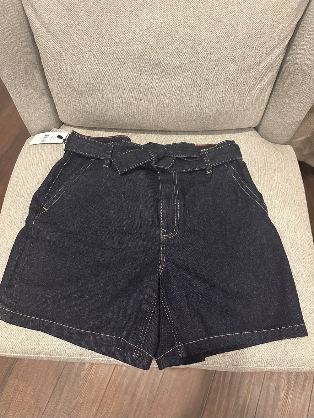 Tommy Hilfiger Dark Blue Denim Tie-Waist Shorts